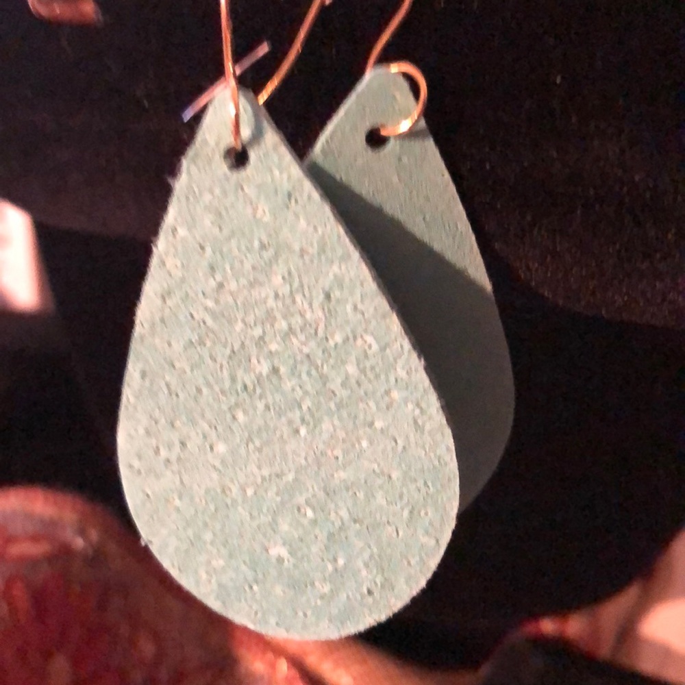 green leather earrings